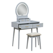 Home Elegance Camilla Gray Vanity Dresser with Mirror and Stool