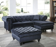 Glory Furniture Nola Black Velvet Reversible Sectional With Ottoman