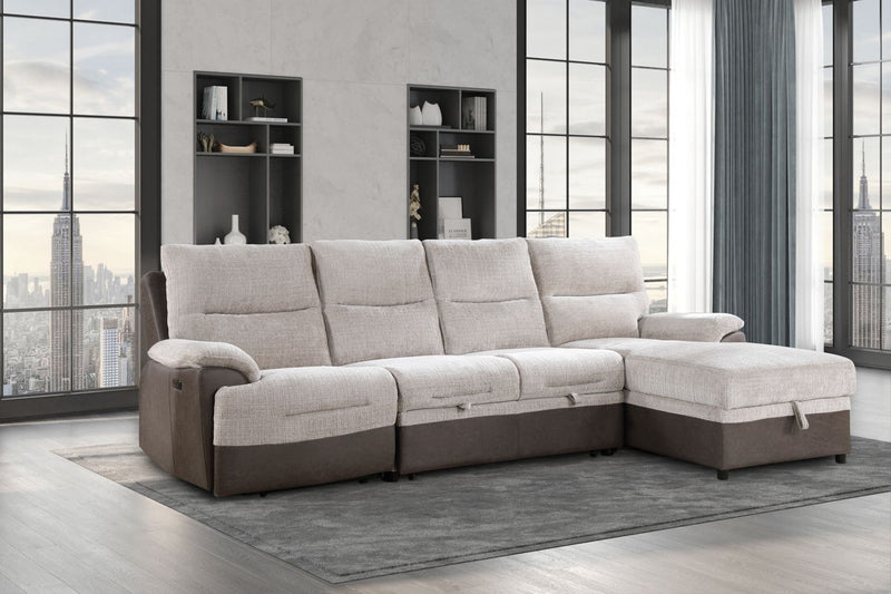 Global Furniture U3822 Beige Brown Sectional with USB