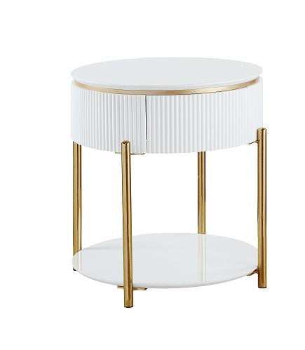 Acme Furniture Daveigh White High Gloss Gold 3pc Coffee Table Set