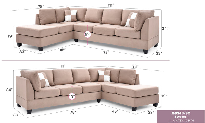 Glory Furniture Malone Mocha Sectional