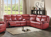 Glory Furniture Ward Red Faux Leather 3pc Sectional