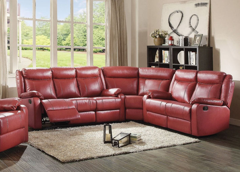 Glory Furniture Ward Red Faux Leather 3pc Sectional