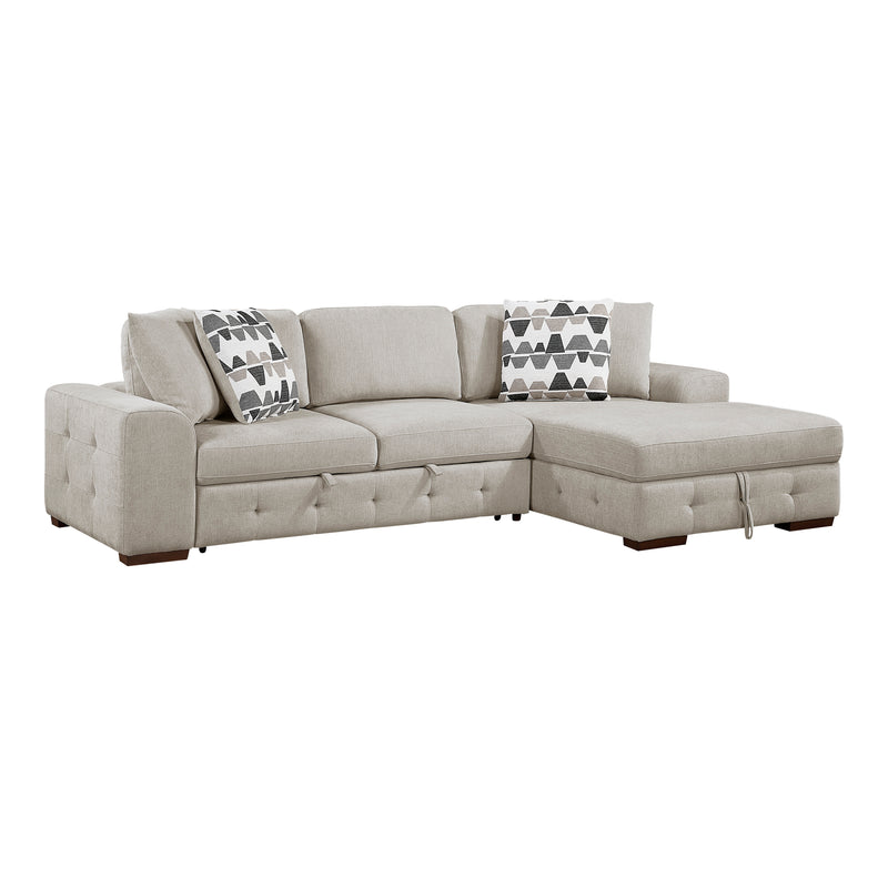 Home Elegance Raife Blue 2pc Sectional with Right Chaise