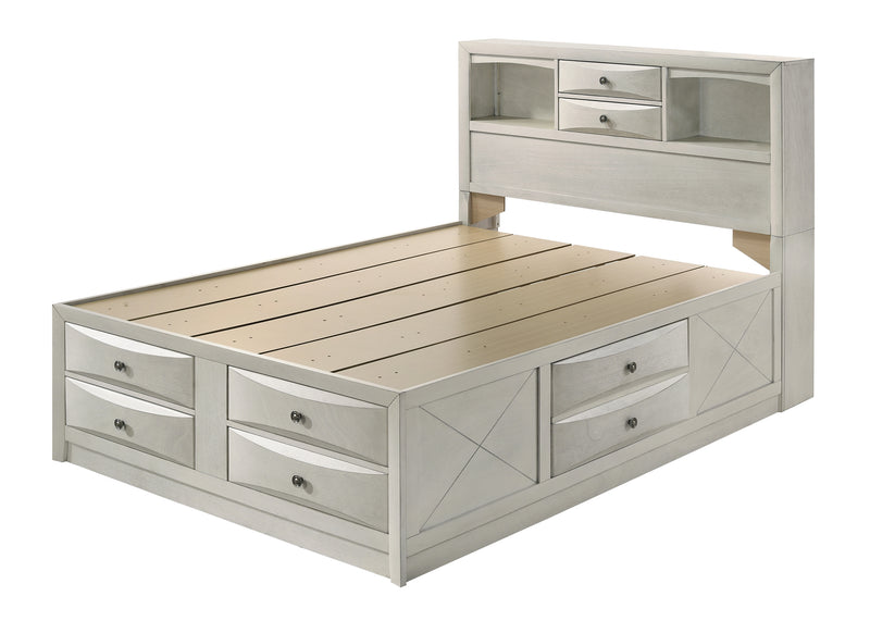 Crown Mark Emily White Queen Drawer Bed