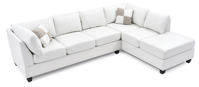 Glory Furniture Malone White Faux Leather Sectional
