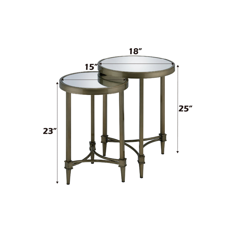 Acme Furniture Aditya Antique Brass Nesting Table Set
