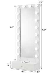 Crown Mark Luxo White Tall Lighted Drawer Box Mirror