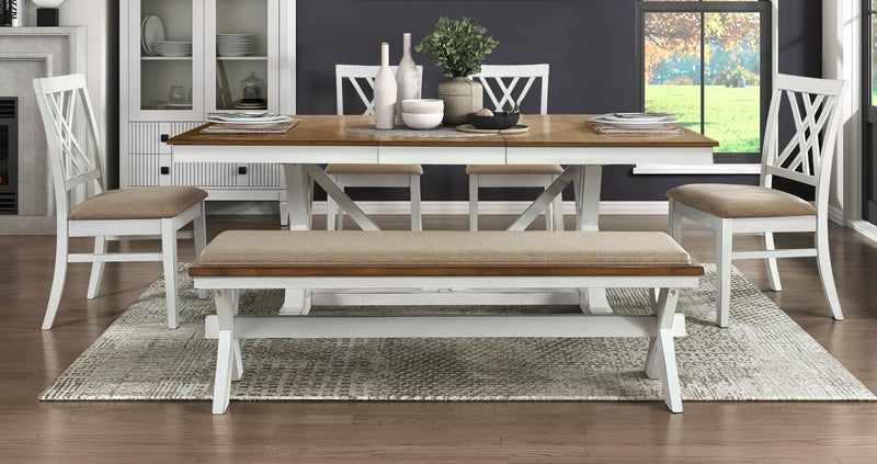 Home Elegance Brunson Oak White 6pc Dining Room Set