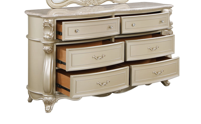 New Classic Furniture Monique Champagne Dresser with Marble Top