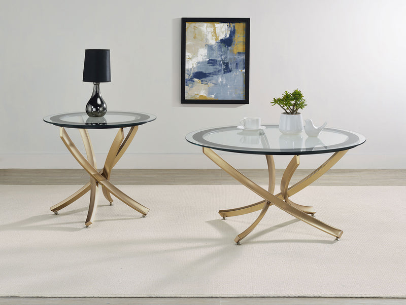 Coaster Furniture Brooke Rose Gold Brass 2pc Coffee Table Set