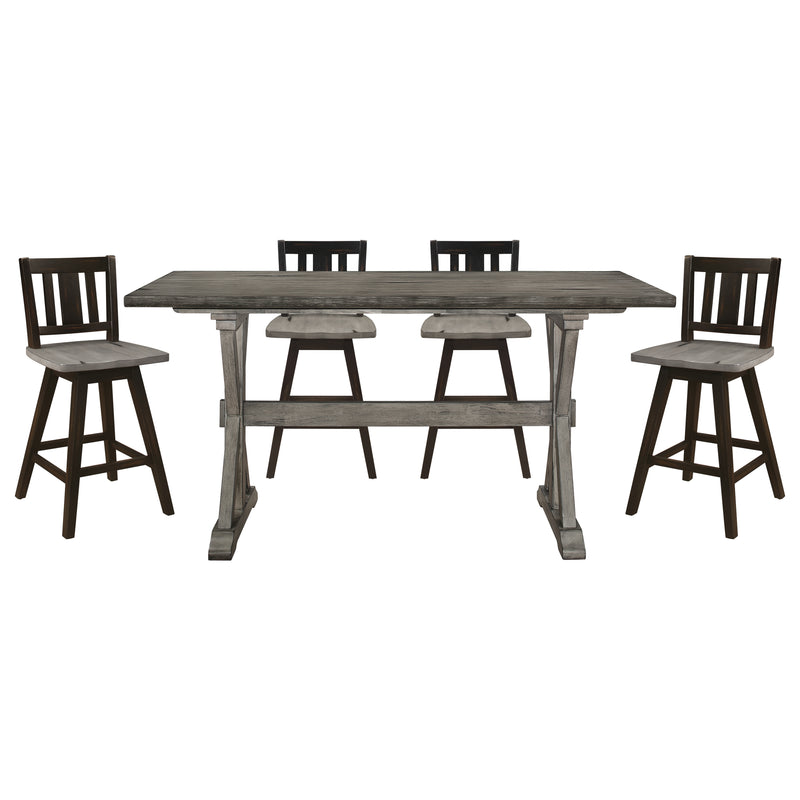 Home Elegance Amsonia Black Gray 5pc Counter Height Set With Slat Balck Chairs