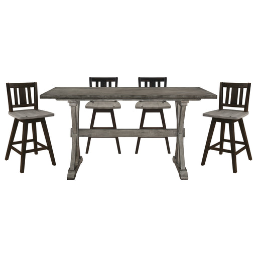 Home Elegance Amsonia Black Gray 5pc Counter Height Set With Slat Balck Chairs