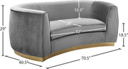 Meridian Furniture Julian Black Velvet Gold Loveseat