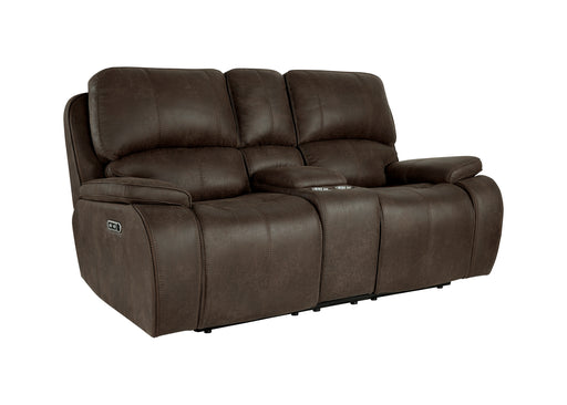 New Classic Furniture Brooking Brown Power Console Loveseat