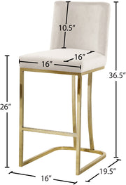 Meridian Furniture Heidi Cream Velvet Gold Counter Height Stool