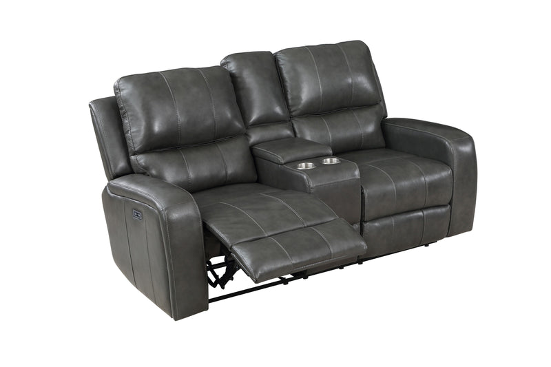 New Classic Furniture Linton Dark Gray Power Console Loveseat