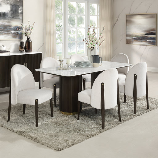 Acme Furniture Clayten Beige White 7pc Dining Room Set