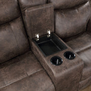 New Classic Furniture Quade Mocha Dual Recliners Loveseat with Console