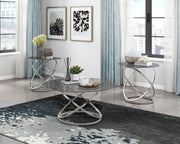 Home Elegance Marion Black Chrome Silver 3pc Occasional Table Set