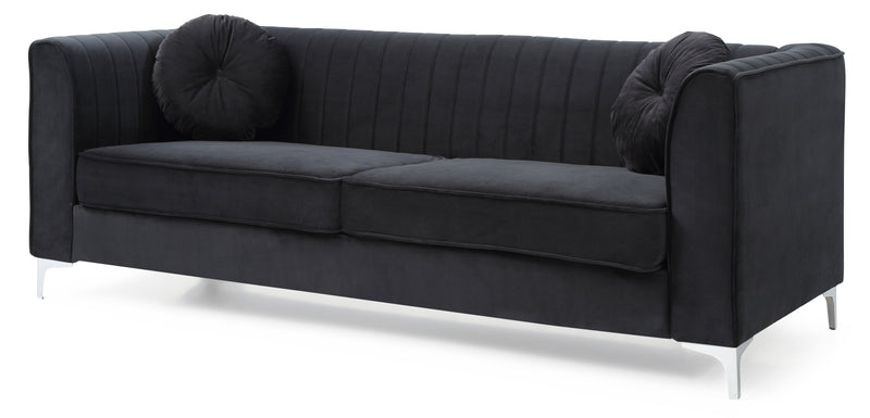 Glory Furniture Delray Black Velvet Microsuede Sofa