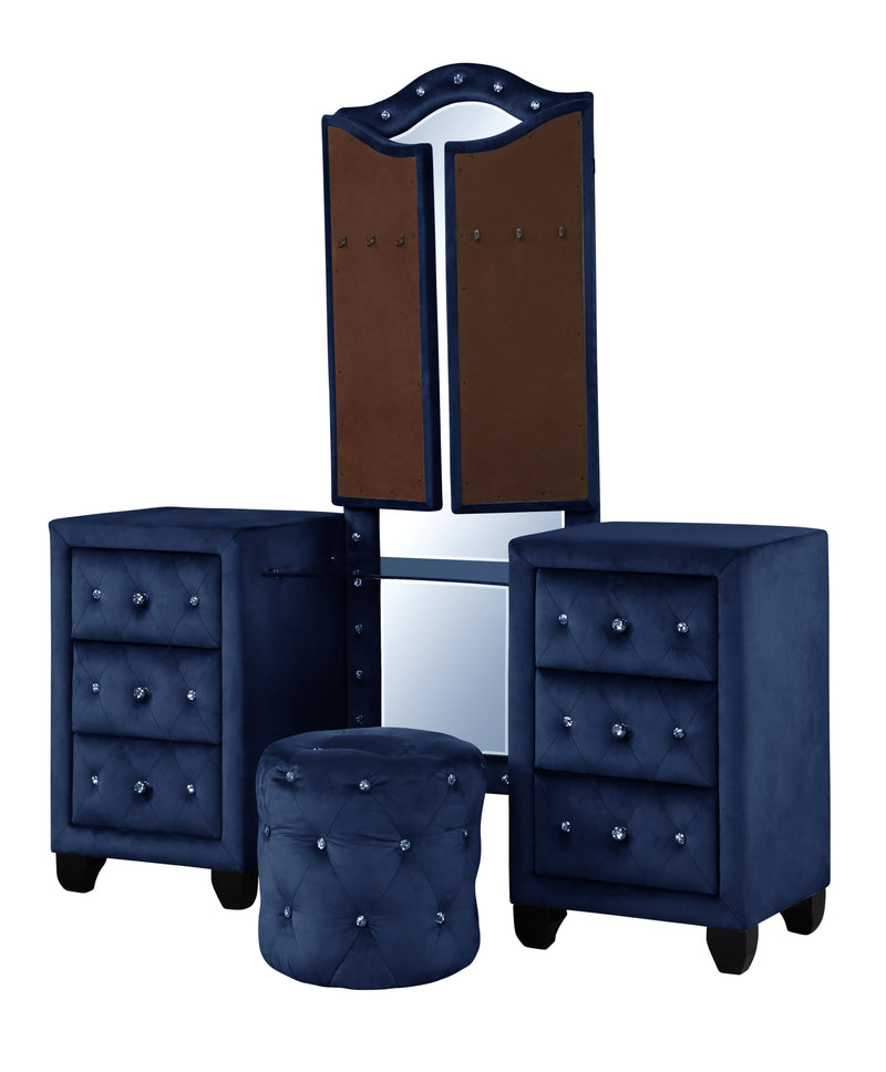 Galaxy Home Sophia Blue Upholstery Vanity Set