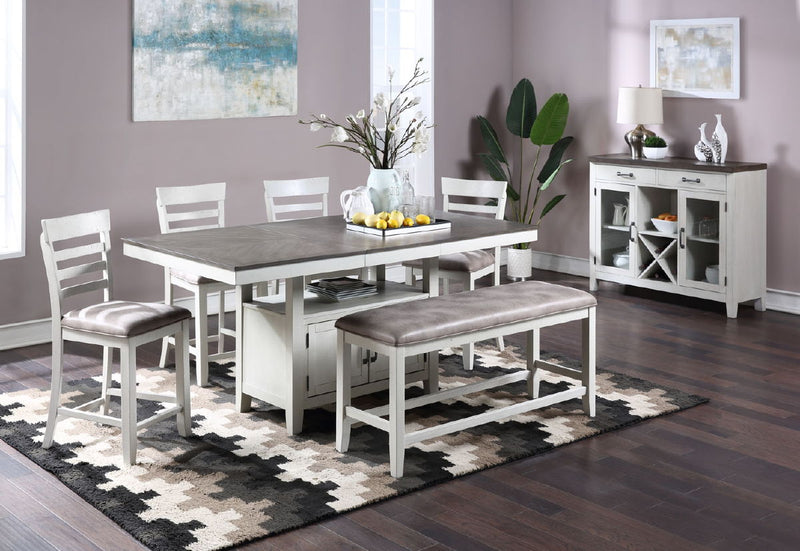 New Classic Furniture Richland White Brown Counter Height Bench