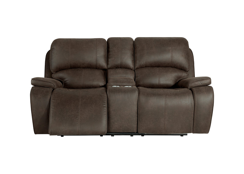 New Classic Furniture Brooking Brown Power Console Loveseat