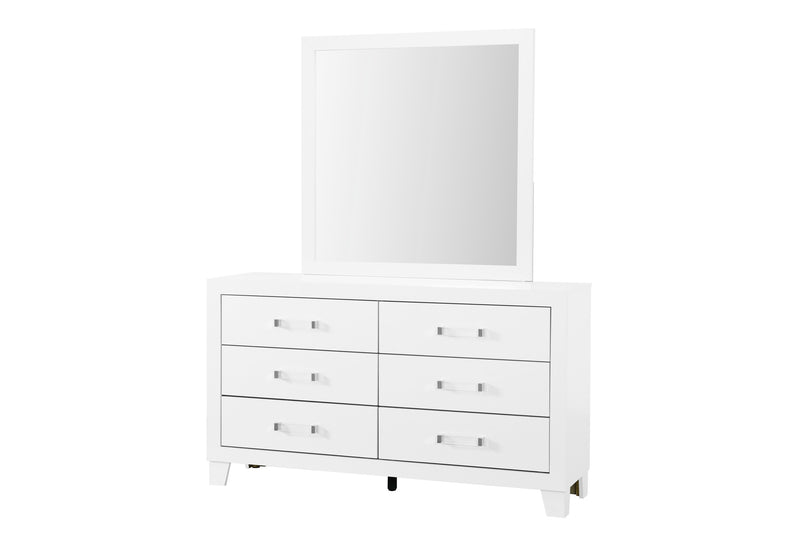 Global Furniture Luccia White Dresser and Mirror