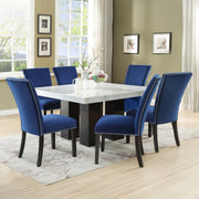 Steve Silver Camila White Blue 7pc Square Dining Set