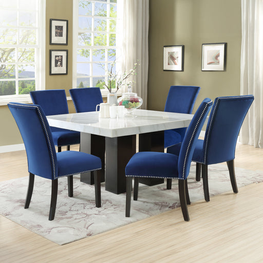 Steve Silver Camila White Blue 7pc Square Dining Set