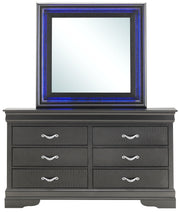 Glory Furniture Lorana Metalic Black LED Dresser and Mirror
