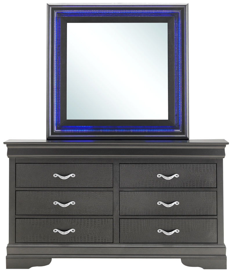 Glory Furniture Lorana Metalic Black LED Dresser and Mirror