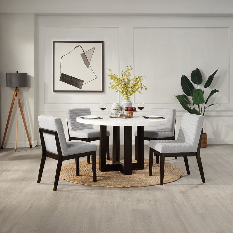 Acme Furniture Edwyn White Natural Espresso Round Dining Table
