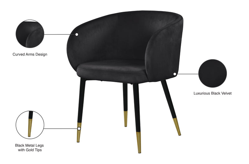 Meridian Furniture Louise Black Velvet Dining Chair