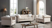 Glory Furniture Raisa Beige Velvet 3pc Living Room Set