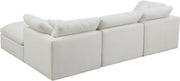 Meridian Furniture Plush Cream Velvet Modular 4pc Sectional with Ottoman