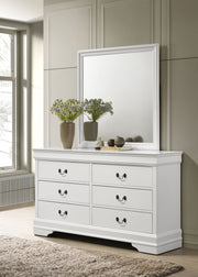 Coaster Furniture Louis Philippe White Dresser and Mirror