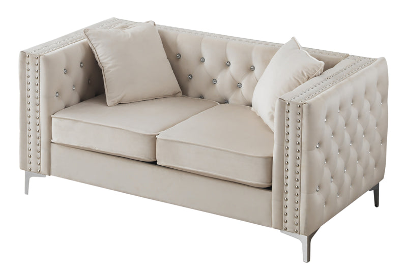 Glory Furniture Paige Ivory Velvet Loveseat
