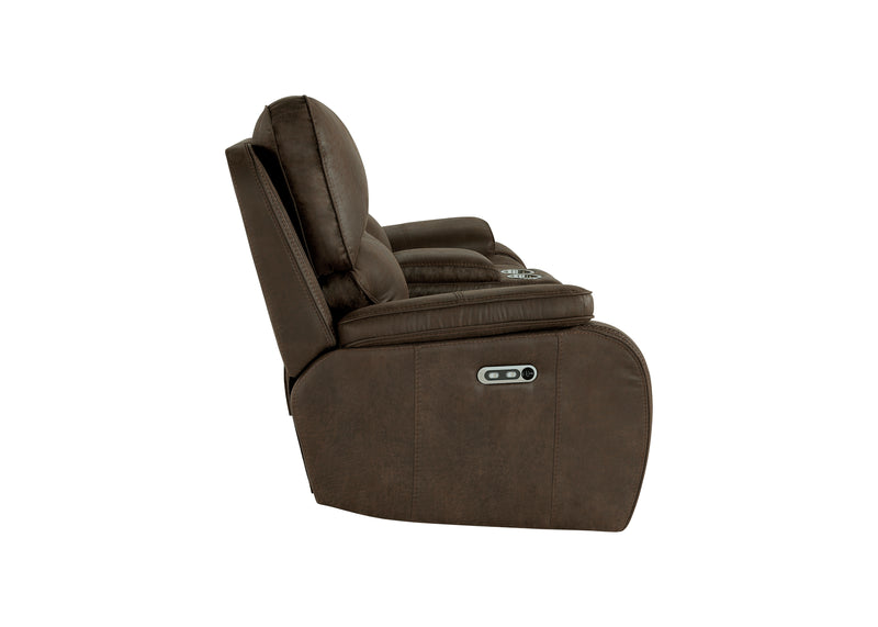 New Classic Furniture Brooking Brown Power Console Loveseat