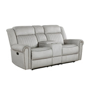 Home Elegance Brennen Gray Double Reclining Love Seat with Console
