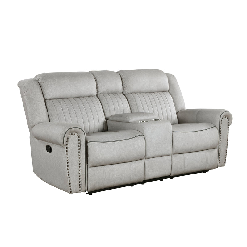 Home Elegance Brennen Gray Double Reclining Love Seat with Console