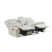 Home Elegance Dean Beige Double Reclining Love Seat with Console