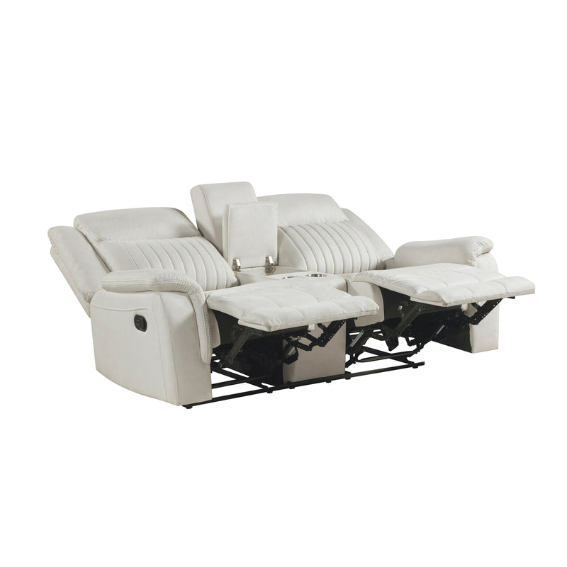 Home Elegance Dean Beige Double Reclining Love Seat with Console