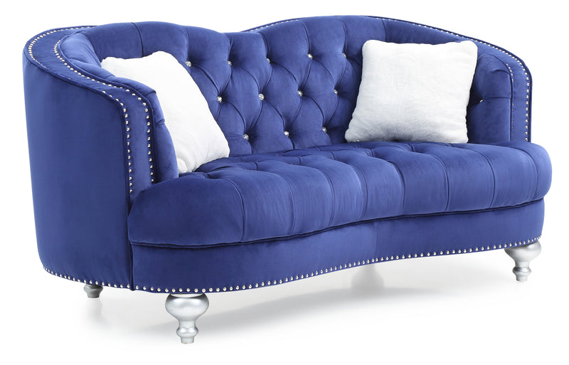 Glory Furniture Jewel Blue Velvet Loveseat