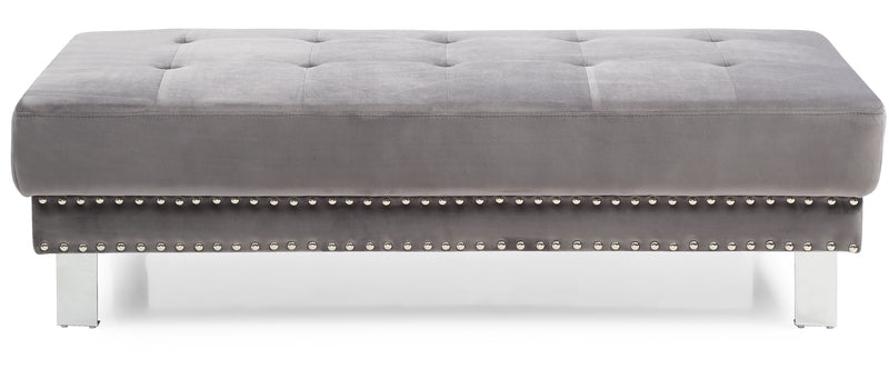 Glory Furniture Derek Gray Velvet Ottoman