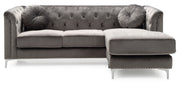 Glory Furniture Pompano Dark Gray Velvet Sofa Chaise