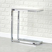 Steve Silver Echo Chrome White Marble Top Chairside Table