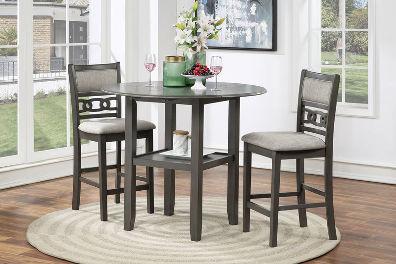 New Classic Furniture Gia Gray 42 Inch Drop Leaf 3pc Counter Height Set