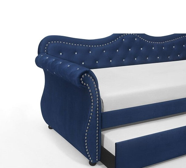 Galaxy Home Abby Gray Velvet Trundle Daybed